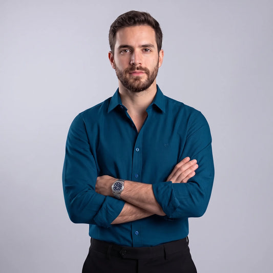 Camisa de Algodón Premium Azul Oscuro