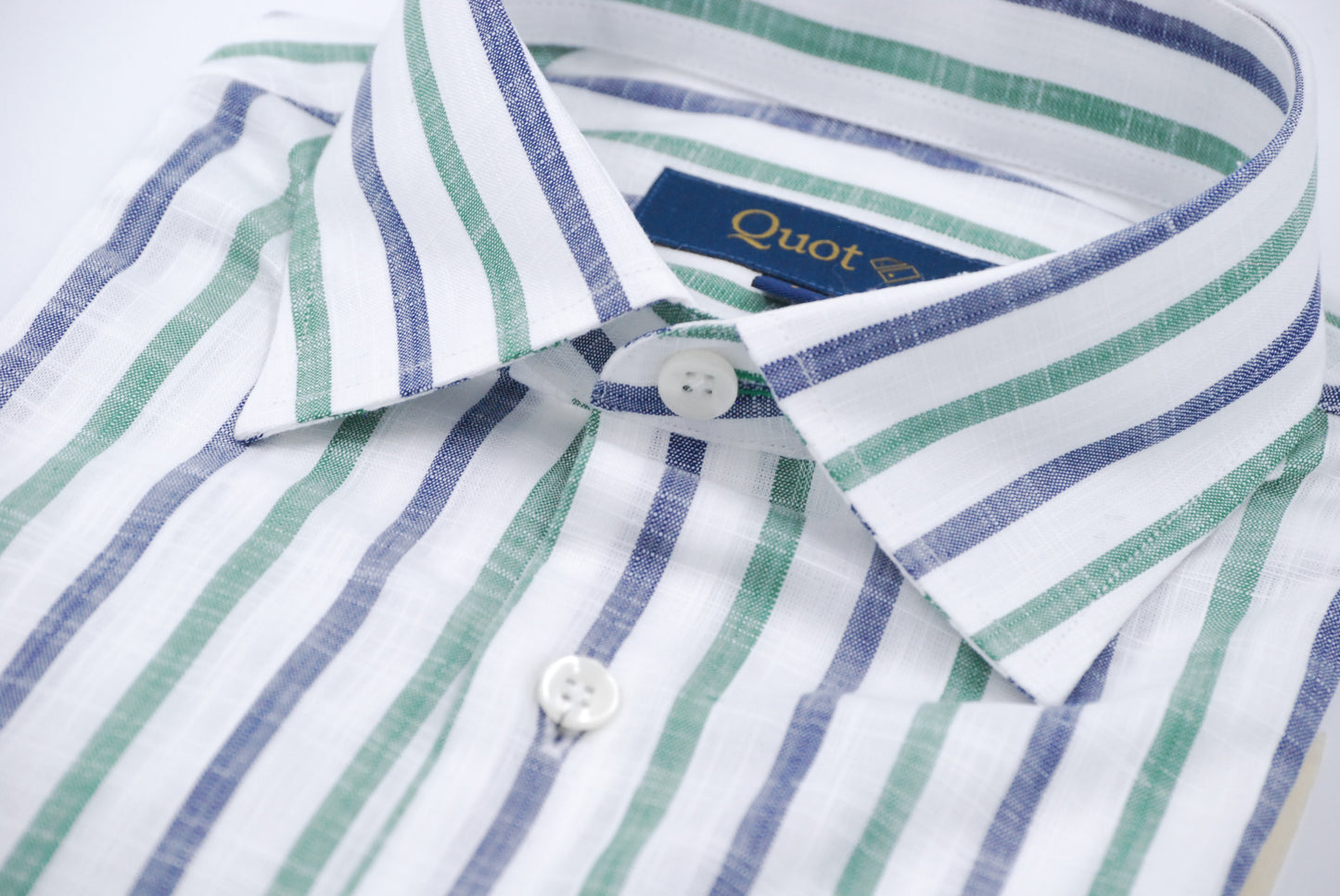 Linen–cotton blend rayas azul, verde