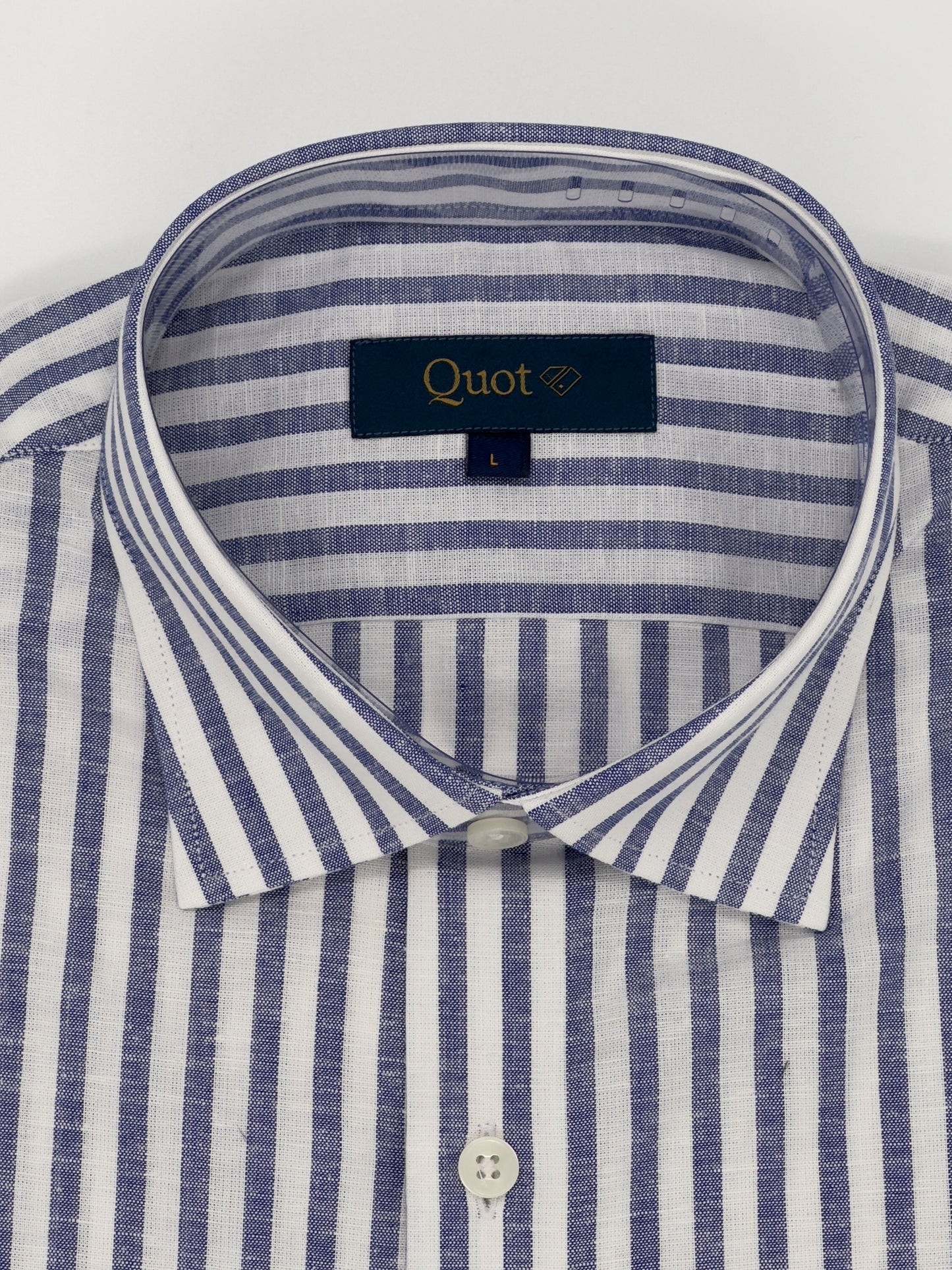 Linen–cotton blend Blue Serene Stripes