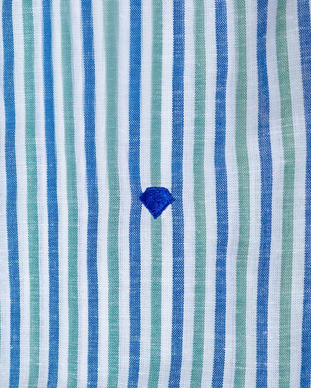 Camisa de Algodón Premium Look Linen Azul Verde