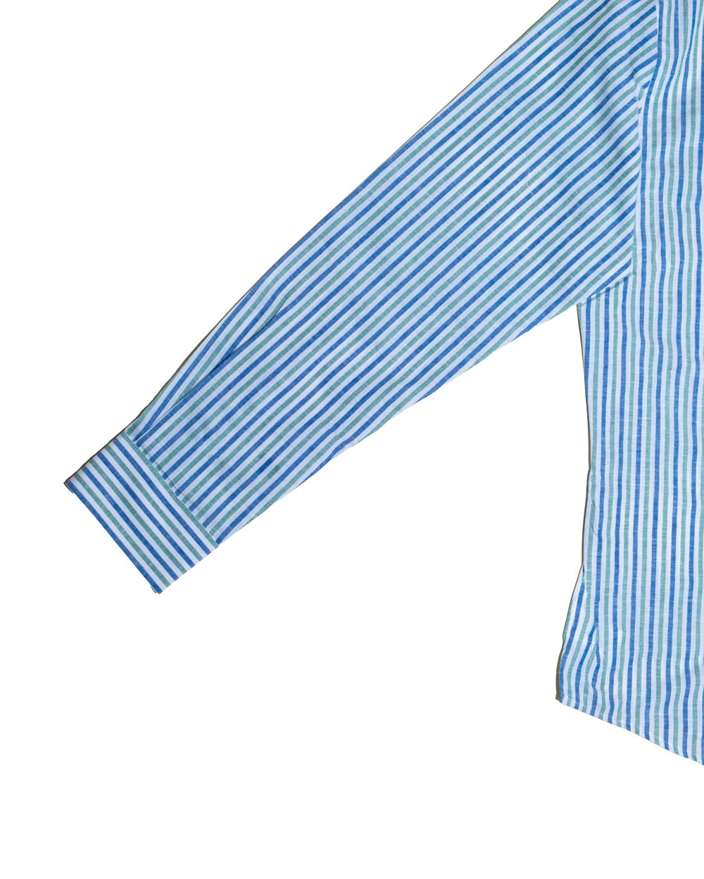 Camisa de Algodón Premium Look Linen Azul Verde