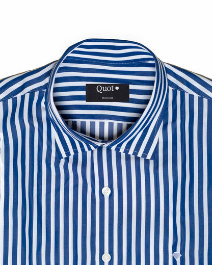 Camisa de Algodón Premium Raya Gruesa Azul