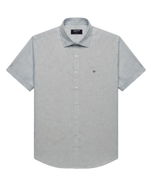 Camisa de Algodón Premium Manga Corta Gris