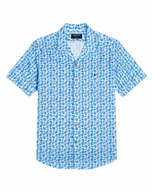 Camisa de Algodón Premium Manga Corta Hojas