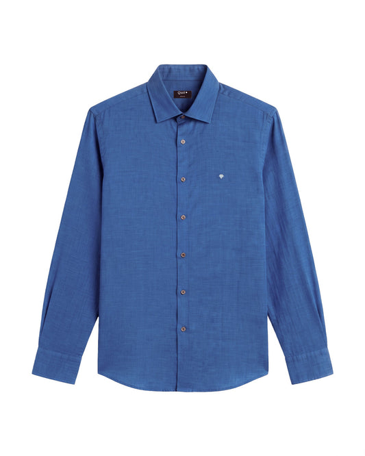 Camisa Lino Premium Azul Rey 100% Natural