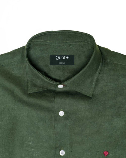 Camisa Lino Premium Olive 100% Natural