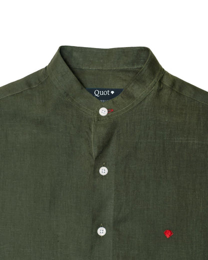 Camisa Lino Premium Olive 100% Natural