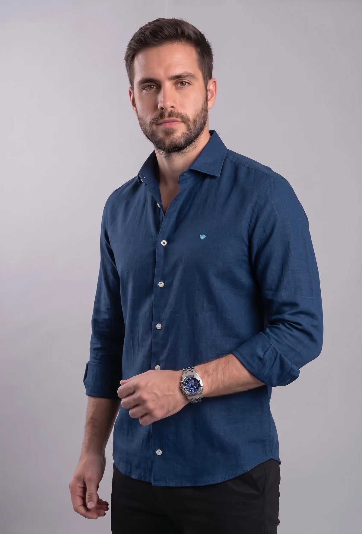 Camisa Lino Premium Deep Sea 100% Natural