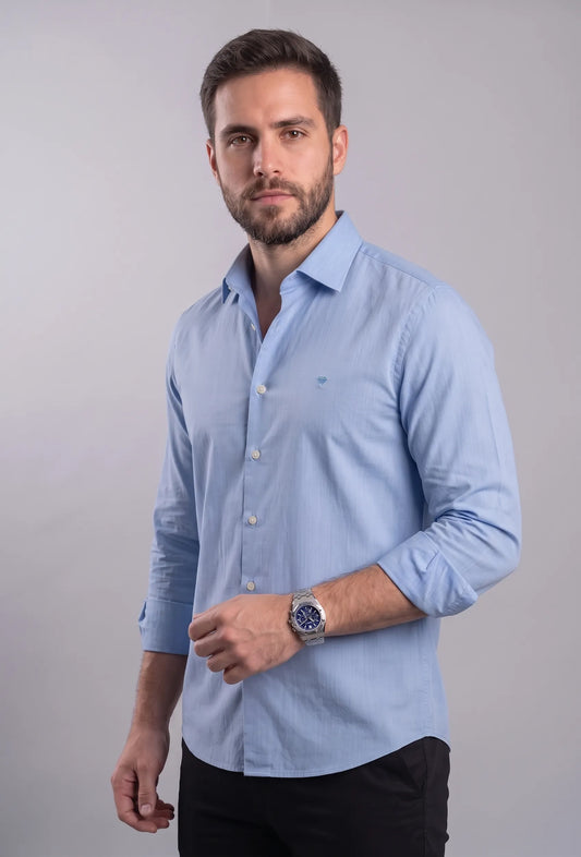 Camisa de Algodón Premium Azul Claro