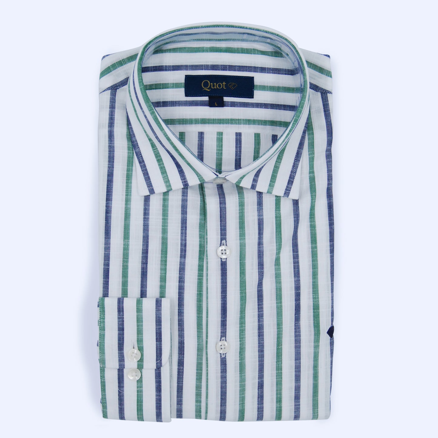 Camisa 100% algodón - Apariencia lino verde y azul