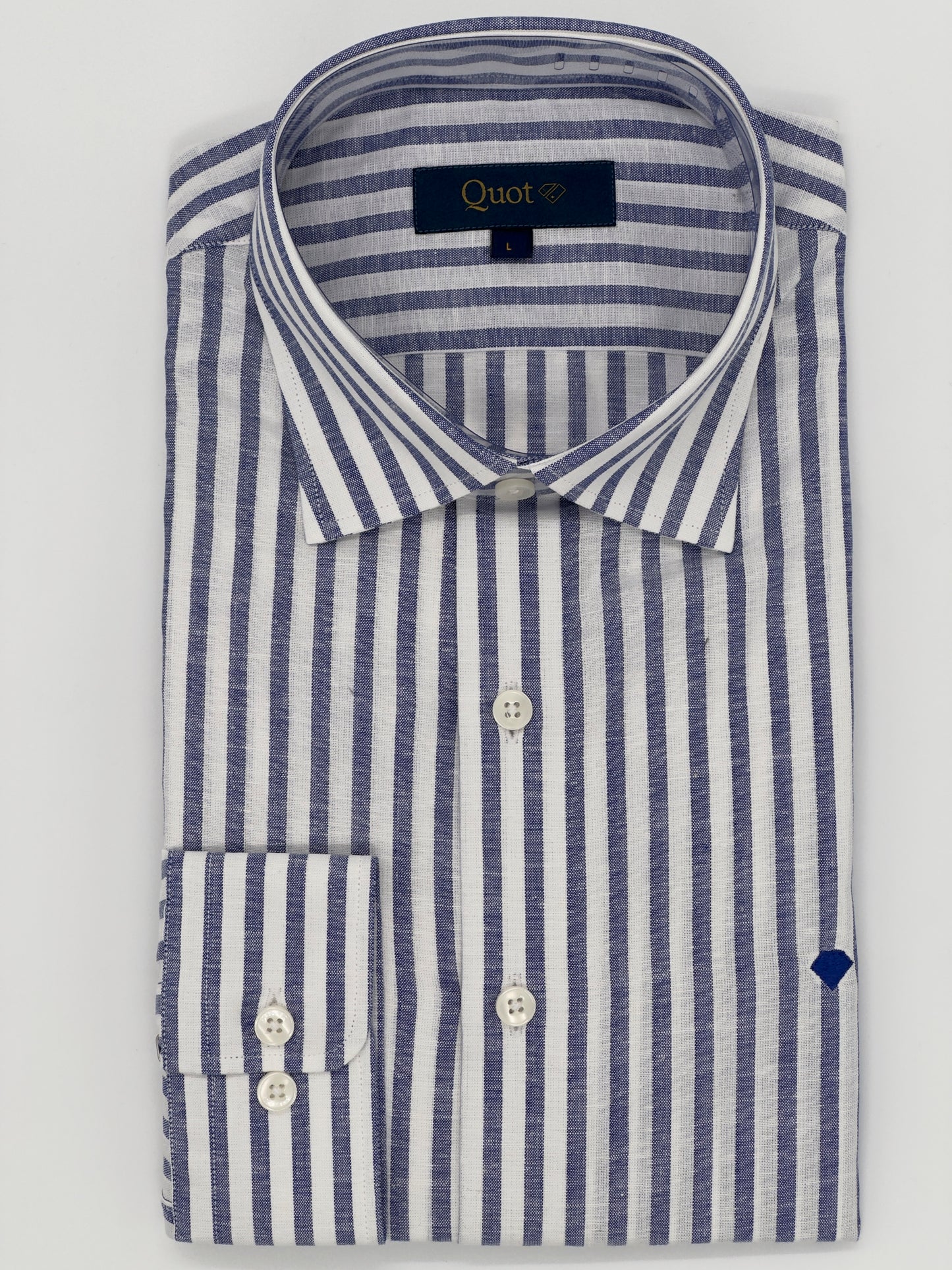 Linen–cotton blend Blue Serene Stripes