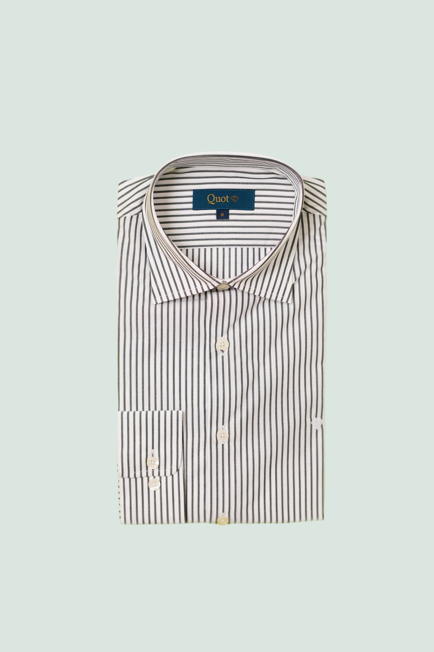 Camisa 100% algodón - Líneas verde oliva delgadas